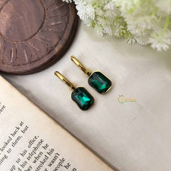 Vriksham Antique Green Emerald Style Anti Tarnish Dangle Earrings-G20983