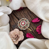 Vriksham Antique Floral Kundan Jadau Jada Billai-White Leaf-j3462