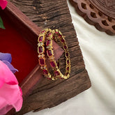 Premium Gold Polish Red Bangles-Rectangle-G13203