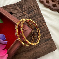 Premium Gold Polish Red Bangles-Rectangle-G13203