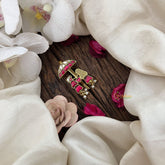 Vriksham Umbrella With Couple Jadau Kundan Jada Billai-White Red-Pearl-j3464