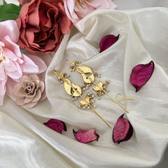 Vriksham Peacock Bugadi Style Earring-Red Green & White-Pearls-J3171