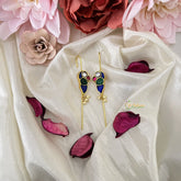Vriksham Parrot Bugadi Style Earring-Red Green & Blue-Pearls-J3174