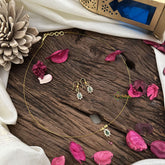 Vriksham Tear Drop Pendant Invisible Chain-White Green-G18443