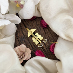 Vriksham Umbrella  With Couple Jadau Kundan Jada Billai-White Red-Pearl-j3464