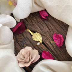 Vriksham Mango Style Jadau Kundan Jada Billai-White Green Red-Pearl-J3468