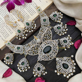 Vriksham Elegant Peacock Bridal With Emerald Green Centerpiece & Filigree Detailing AD Neckpiece-G20199