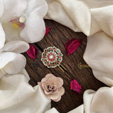 Vriksham Antique Floral Kundan Jadau Jada Billai-Green Leaf-J3461