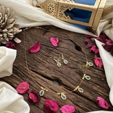 Vriksham 5 Tear Drop Pendant Invisible Chain-White Green-G18446