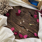 Vriksham 3 Tear Drop Pendant Invisible Chain-White-G18447