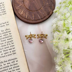 Vriksham Infinity Pink Heart Drop Style Anti Tarnish Studs-G20975