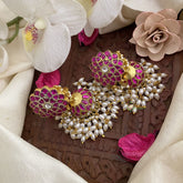 Vriksham Elegant Floral Jadau Kundan Jhumka-Rice Pearl-J2840