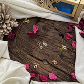 Vriksham 3 Tear Drop Pendant Invisible Chain-White Red-G18449