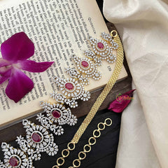 Vriksham Designer Red Ruby With Intricate Floral Motifs AD Stone Hipchain-G20247