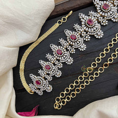 Vriksham Designer Red Ruby With Intricate Floral Motifs AD Stone Hipchain-G20247