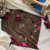 Vriksham 5 Tear Drop Pendant Invisible Chain-White Red-G18451