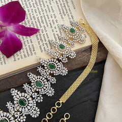 Vriksham Designer Green With Intricate Floral Motifs AD Stone Hipchain-G20248