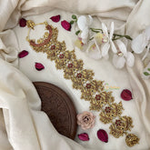 Vriksham Elgant Peacock With Floral Bridal Jada Billai-Gold Bead-G19281