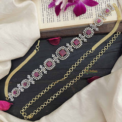 Vriksham Elegant Square Ruby Stone With Floral Accents AD Stone Hipchain-G20249