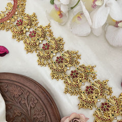 Vriksham Elgant Peacock With Floral Bridal Jada Billai-Gold Bead-G19281