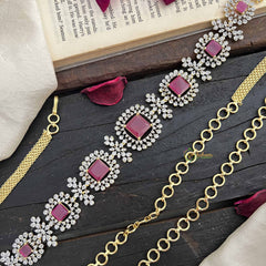 Vriksham Elegant Square Ruby Stone With Floral Accents AD Stone Hipchain-G20249