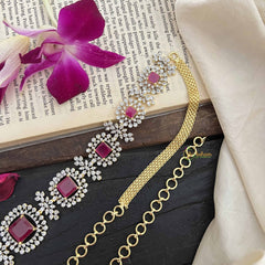 Vriksham Elegant Square Ruby Stone With Floral Accents AD Stone Hipchain-G20249