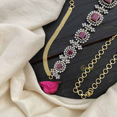 Vriksham Elegant Square Ruby Stone With Floral Accents AD Stone Hipchain-G20249