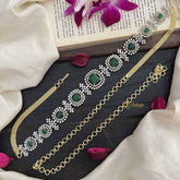 Vriksham Elegant Square Green Stone With Floral Accents AD Stone Hipchain-G20250