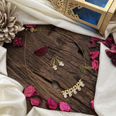 Vriksham 5 Tear Drop With Leaf Pendant Invisible Chain-White-G18440