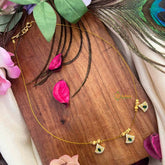 Vriksham CZ Studded Art Deco flexible 3 Pendant Invisible Chain-White Green-KG22331