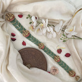 Vriksham Lakshmi 7 Layer Green Beaded With Jhumka Bridal Jada Billai-Red-G19286