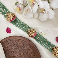 Vriksham Lakshmi 7 Layer Green Beaded With Jhumka Bridal Jada Billai-Red-G19286