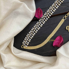 Vriksham Bridal Double Row Silver& Gold Tone Leaf Design AD Stone Hipchain-G20251