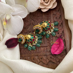 Vriksham Elegant Kundan Jadau Jhumka-Green Beads-J2853