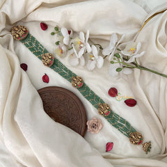 Vriksham Lakshmi 7 Layer Green Beaded With Jhumka Bridal Jada Billai-Red Green-G19287