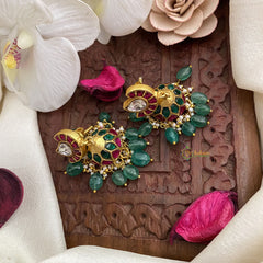 Vriksham Elegant Jadau Kundan Jhumka-Pastel Green Bead-J2845