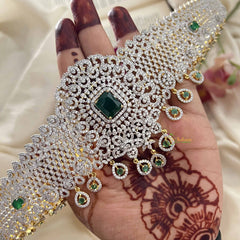 Vriksham Designer Royal Bridal American Diamond Hipbelt-Green-G20246