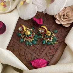 Vriksham Elegant Jadau Kundan Jhumka-Pastel Green Bead-J2845