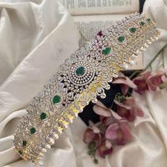 Vriksham Exquisite Floral Bridal American Diamond Hipbelt-Green-G20245