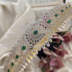 Vriksham Exquisite Floral Bridal American Diamond Hipbelt-Green-G20245