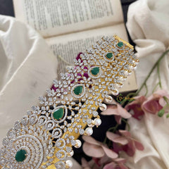 Vriksham Exquisite Floral Bridal American Diamond Hipbelt-Green-G20245