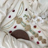 Vriksham Floral Heritage with Pearl & Green Bead Chains Bridal Jada Billai-G19289