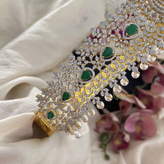 Vriksham Exquisite Floral Bridal American Diamond Hipbelt-Green-G20245