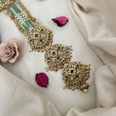 Vriksham Floral Heritage with Pearl & Green Bead Chains Bridal Jada Billai-G19289
