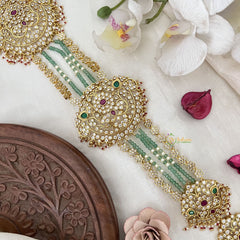 Vriksham Floral Heritage with Pearl & Green Bead Chains Bridal Jada Billai-G19289