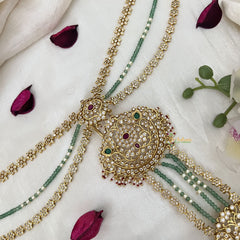 Vriksham Floral Heritage with Pearl & Green Bead Chains Bridal Jada Billai-G19289