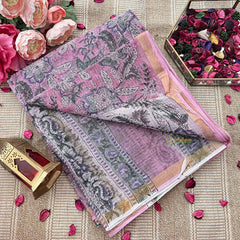 Vriksham Traditional Pink Floral Hand block Kota Cotton Saree-VS4924