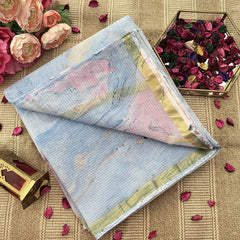 Vriksham White Marble print Hand block Kota Cotton Saree-VS4925