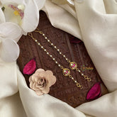 Vriksham Exquisite Red White Stone Single Strand Kundan Jadau White Pearl Maatil -J2931