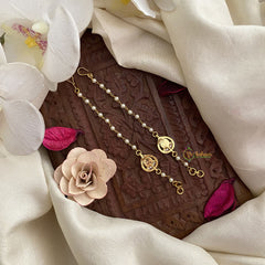 Vriksham Exquisite Red White Stone Single Strand Kundan Jadau White Pearl Maatil -J2931